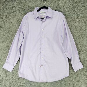 Cremieux Shirt Mens 16.5x33 Purple Pima Cotton Long Sleeve Button Up Slim Fit